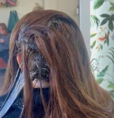 Brunette hair colour transformation before