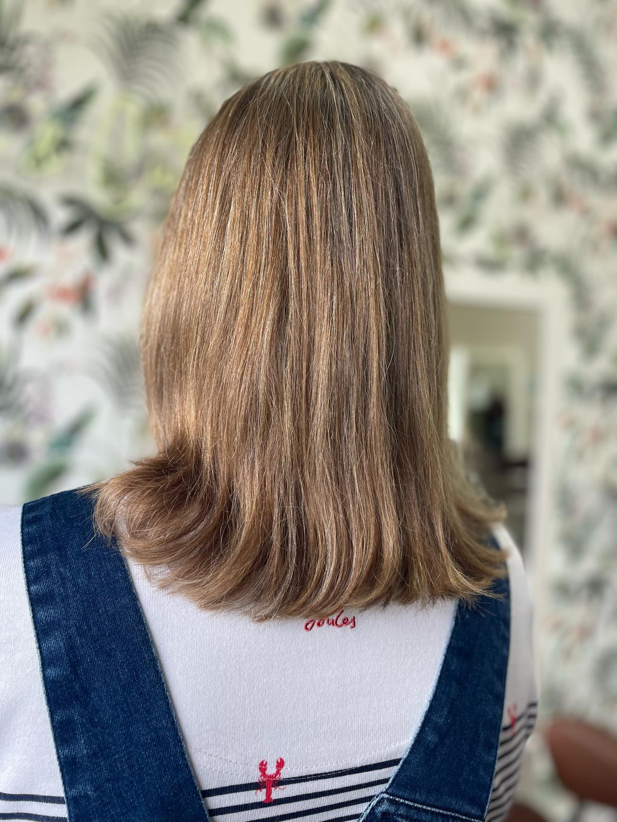 After highlights and layered haircut