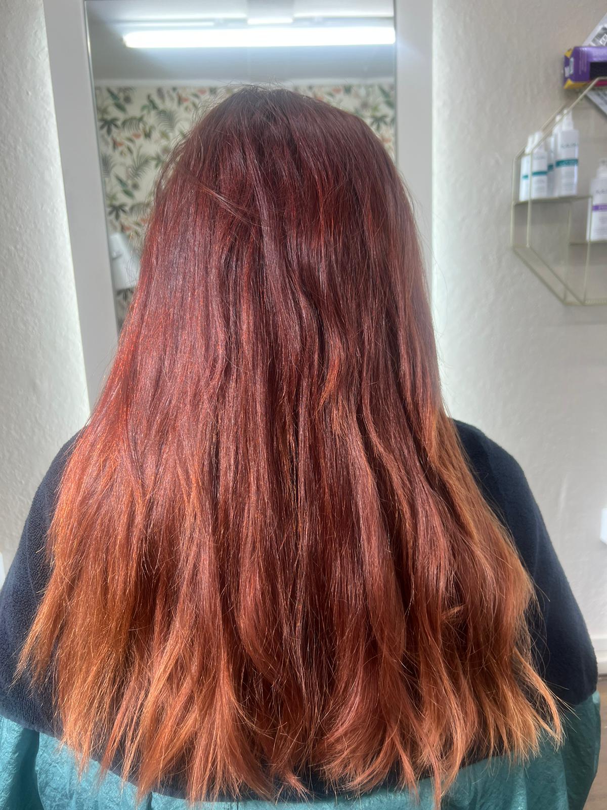 Before hair extensions and full head colour