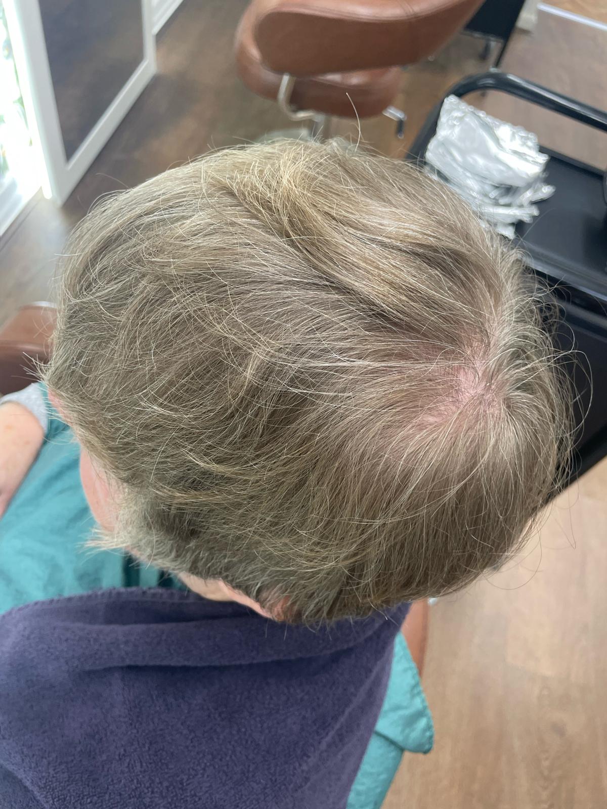 Before half head highlights and cropped haircut ladies