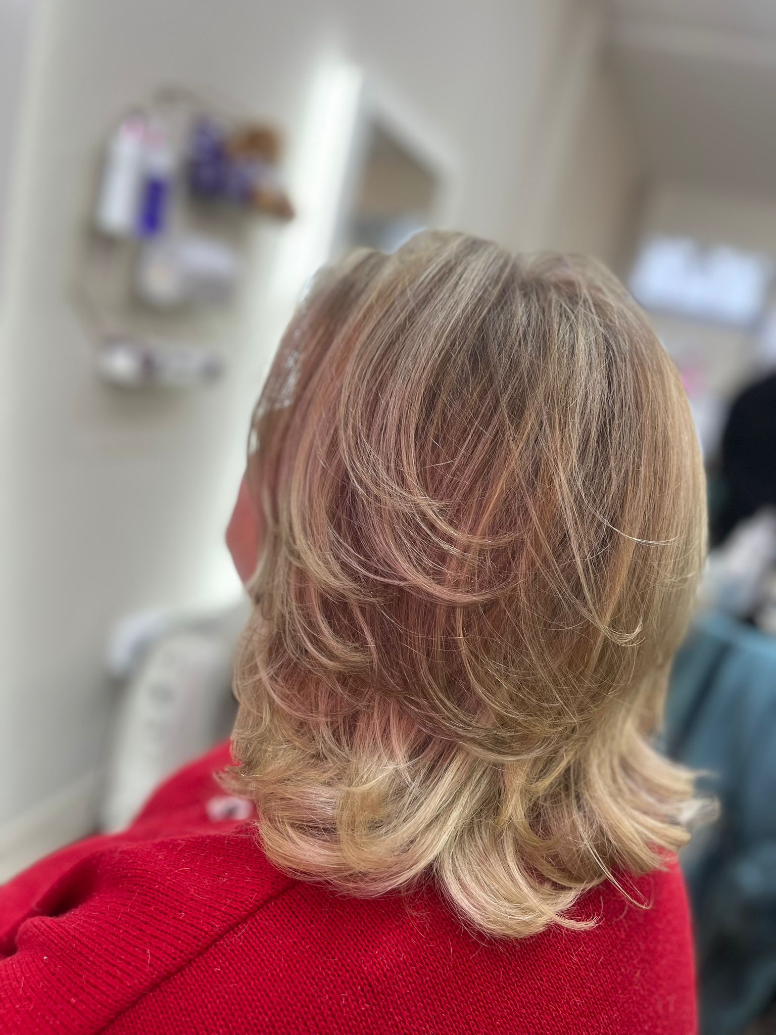 flicky blow dry and highlights